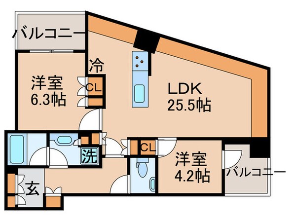 ﾊﾟｰｸﾀﾜｰ勝どきｻｳｽ棟(503)の物件間取画像